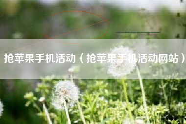 抢苹果手机活动（抢苹果手机活动网站）